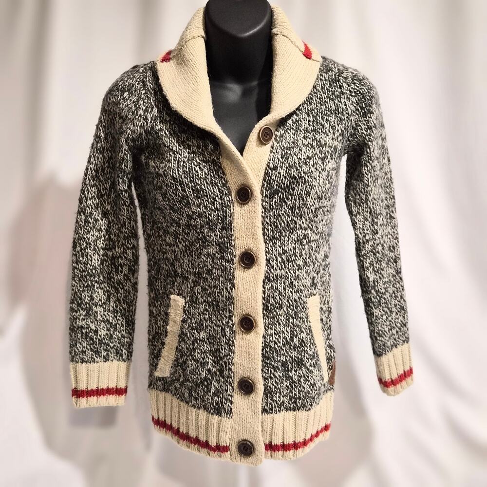 Roots Kids Canada Wool Blend Shawl Collar Cardigan - Size M (7-8)